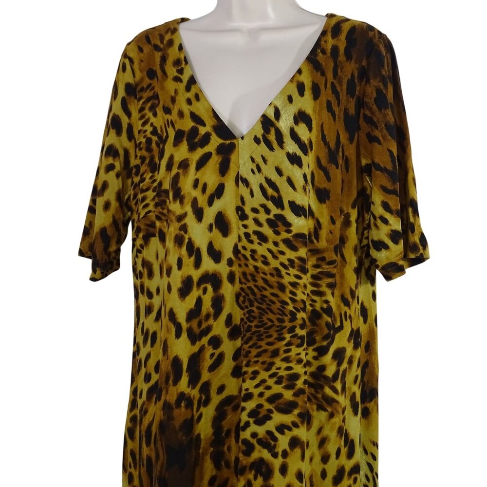 Tommy Bahama Serengeti Spots Animal Print V-Neck Sheath Dress Women Size L - Picture 2 of 9